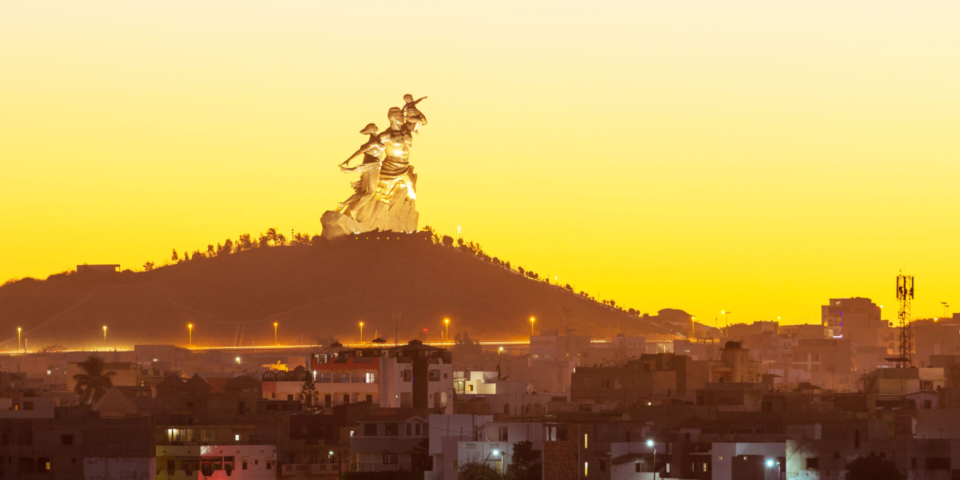Skyline de Dakar au coucher du soleil